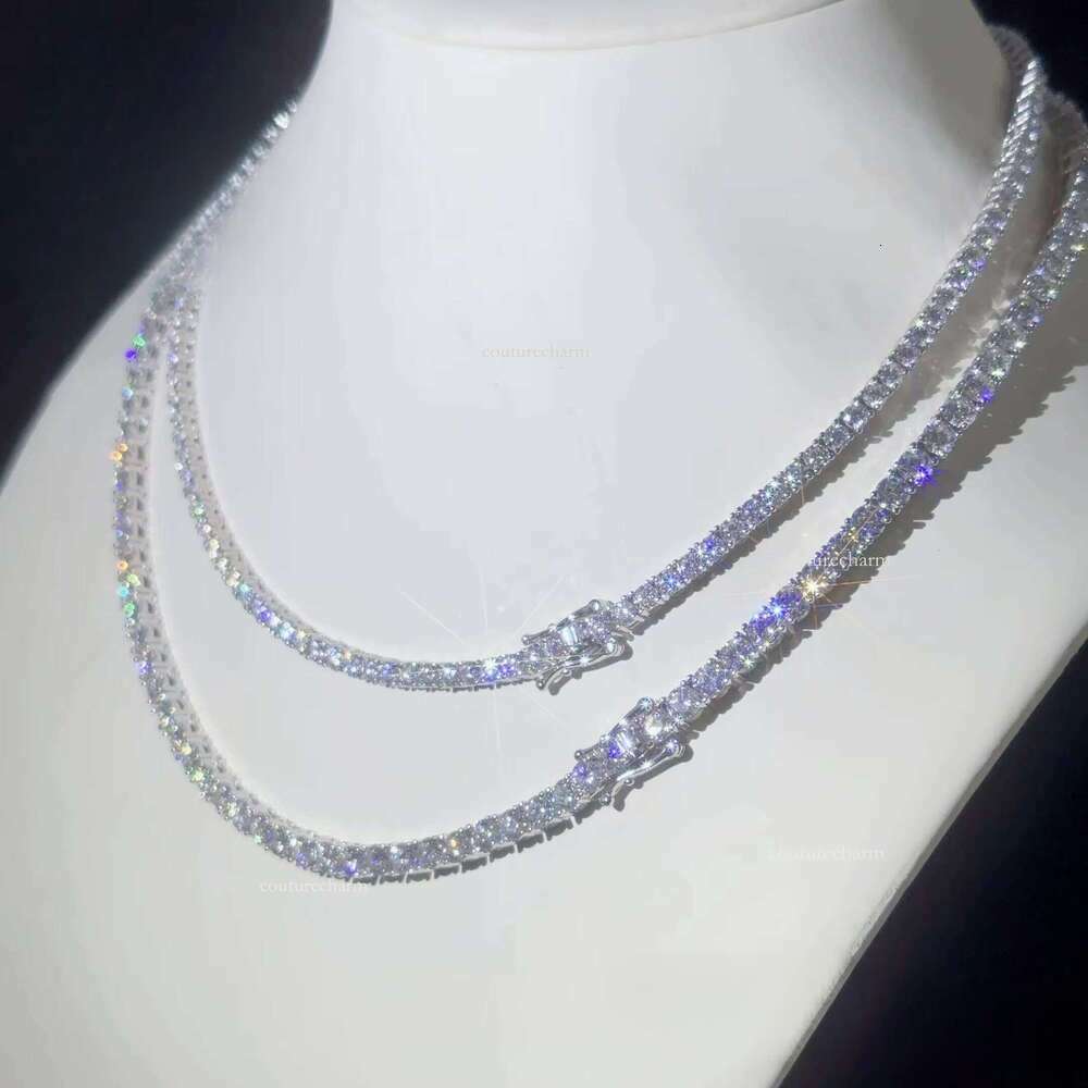 New Arrival 3mm Sier Necklace Iced Out Jewelry Moissanite Dia Tennis Chain GRA Certified