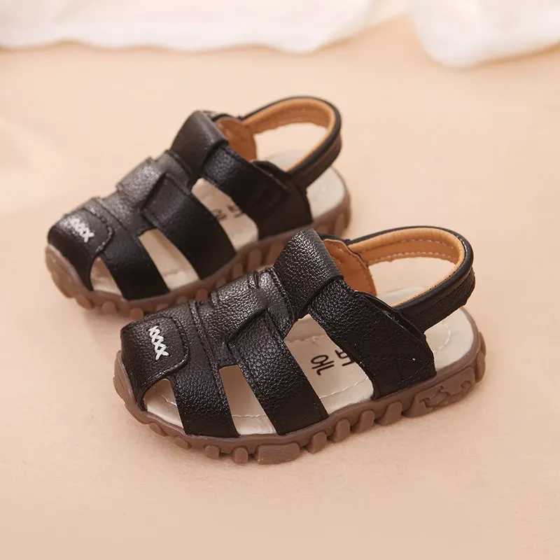 2020 Kids Beach Sandals for Boys New Summer Baby Boy Shoes Soft Leather Bottom Non-Slip Closed Toe Safty Shoes Children Sandals z250708AFHP
