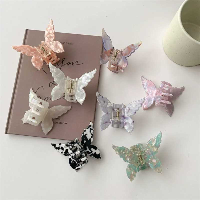 Elegant Butterfly Hair Claw For Women Gradient Tie-Dye Colored Acetate Resin Hairpin Spring Summer Sweet Tools Hair Accessories Y250707