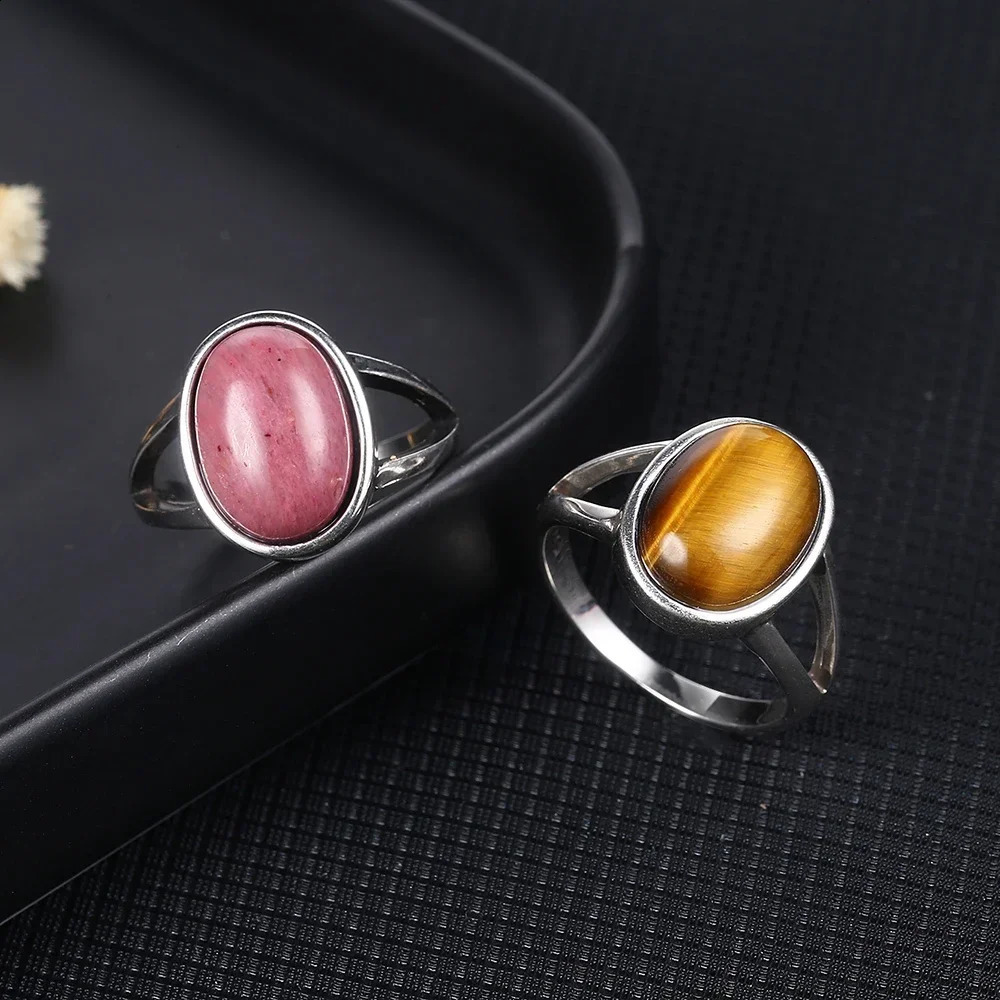 Simple Natural 1014mm Tiger Eye Ring S925 Silver Jewelry Rings for Women Men Large Stone Vintage Gift 250624