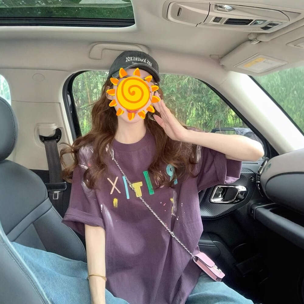 Plus Size Pure Cotton American Trendy Brand Letter Embroidery Short T-Shirt Summer New Korean Style Loose Half Sleeve Top B5