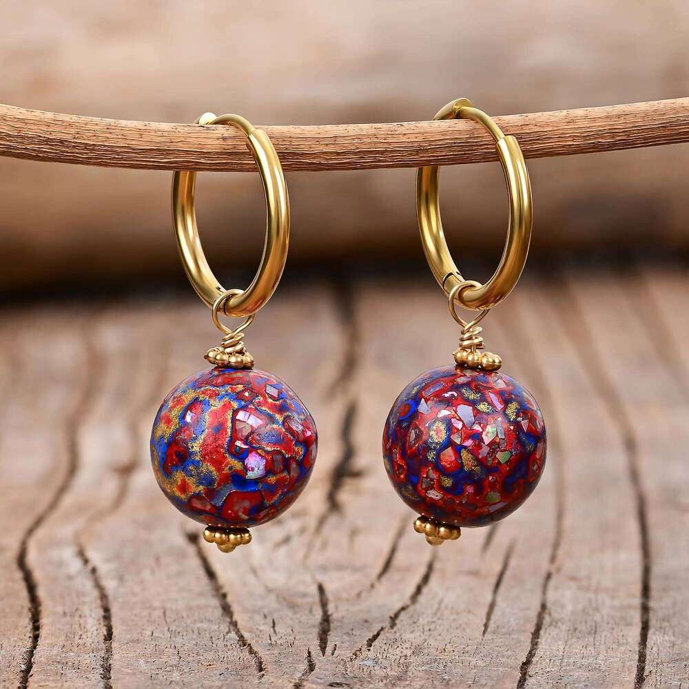 Hot-selling Modern Style Ball-shaped Lacquer Paint Bead Decoration Fancy Earrings for Women