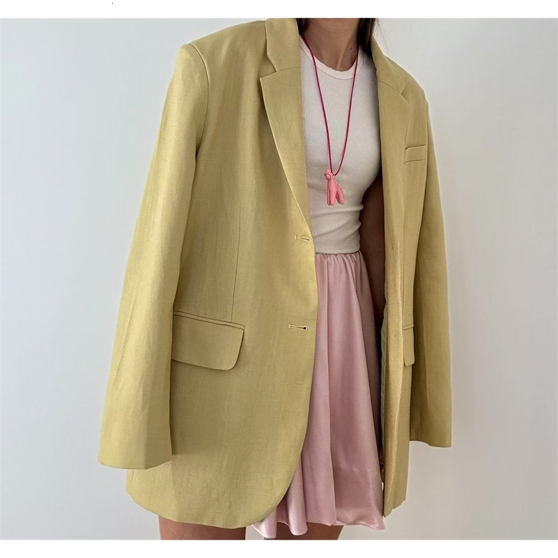 2025 Spring Summer Women Fashion Linen Basic Jacket Basic Blazer 250703