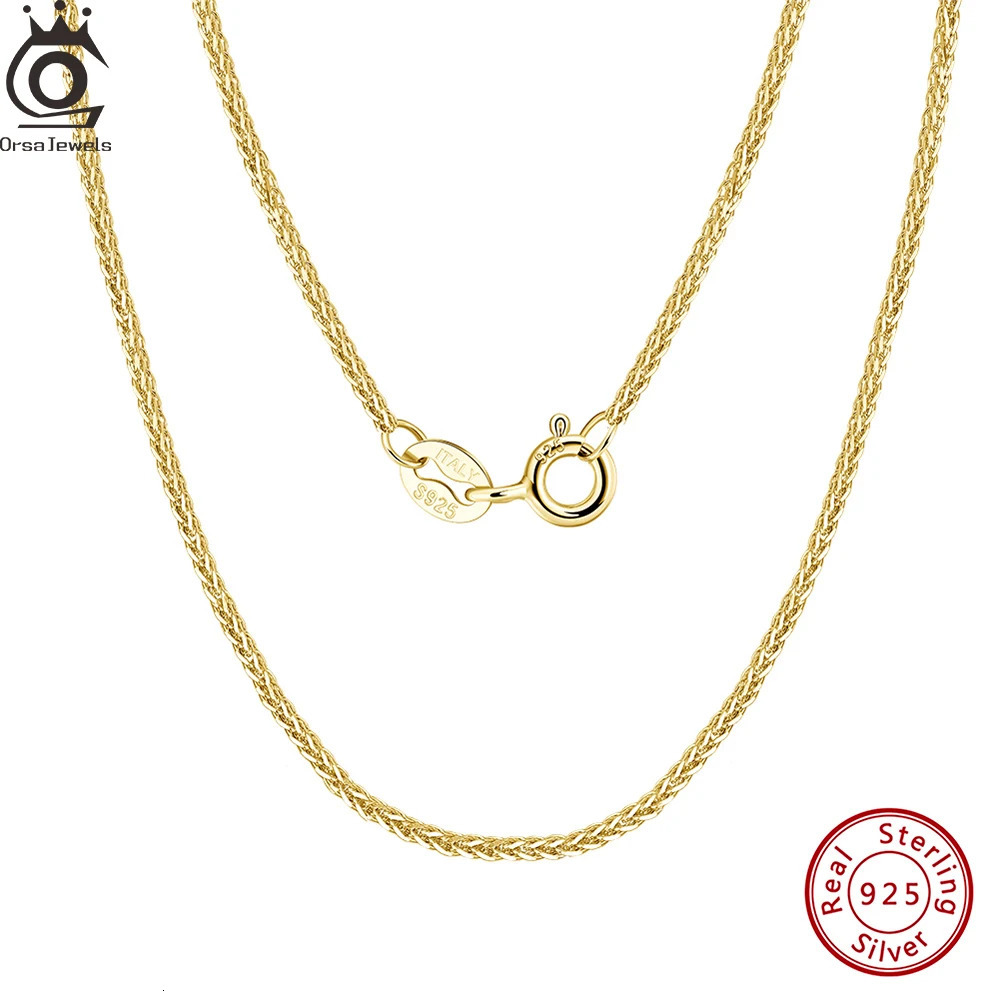 ORSA JEWELS Genuine 925 Sterling Silver Chopin Chain Necklace Minimalism Style 925 Chopin Chain 40-60cm SC53 250702