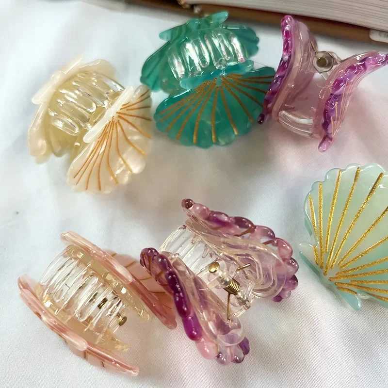 New Small Seashells Hair Claw French Style Minimal Line Design Seaside Acrylic Hair Claw Clips Hair Accessories for Women Girls Y250707