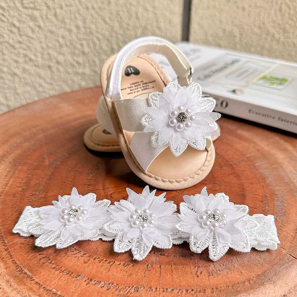 2pcs/Set Baby Girls Sandals Summer Shoes Outdoor First Walker Toddler Girls Shoes For Summer Newborn Baby Girl Princess Mary Jane R250707