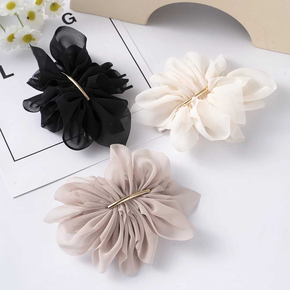 Big Spring Hair Claw Clips Women Metal Chiffon Flowers Ponytail Holder Hairpin Barrettes Fashion Girls Hair Accessories Hairgrip Z250707