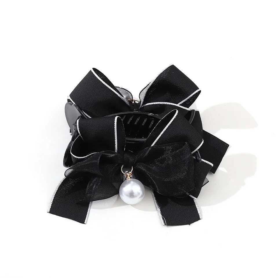 Fashion Pearl Lace Bow Hairpins For Women Korean Elegant Shark Clip Back Head Hair Clip Girls Hair Accessories Jewelry Gifts Z250707