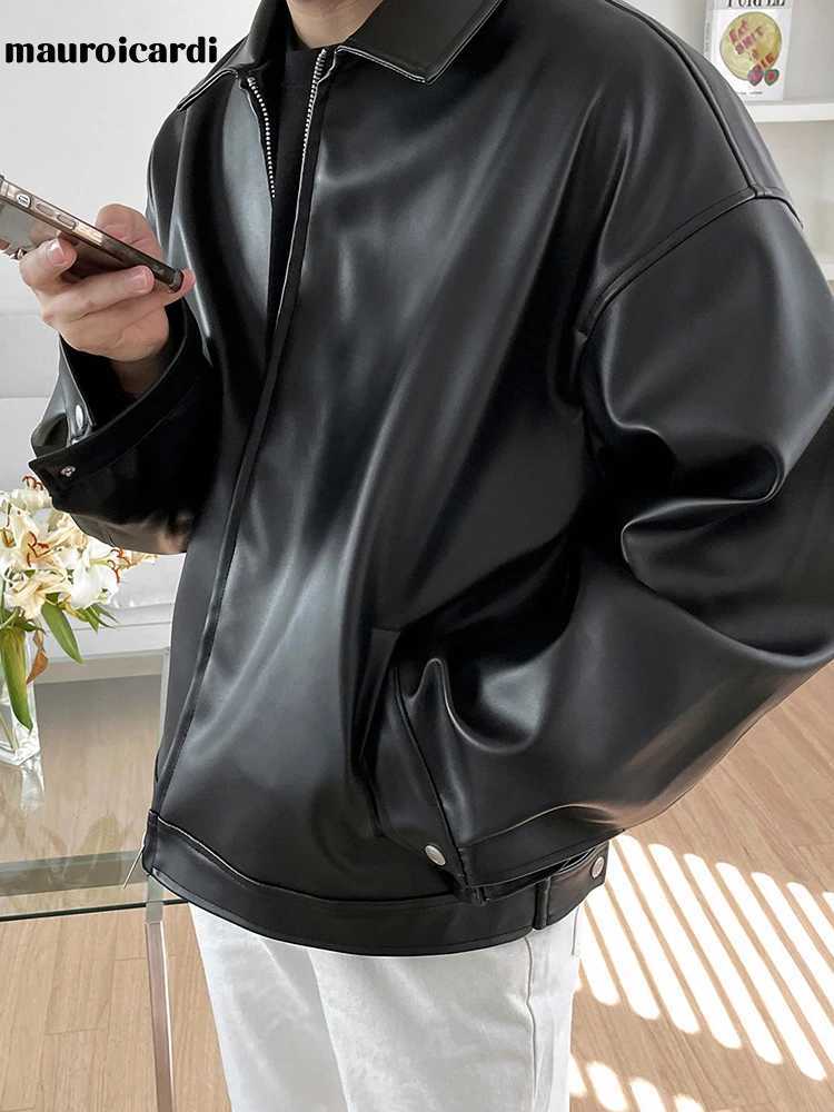 Mauroicardi Spring Autumn Cool Short BlaCK Soft Light Pu LeaTHer JaCKet Men Zipper Casual Mens JaCKets and Coats Fashion Z250708