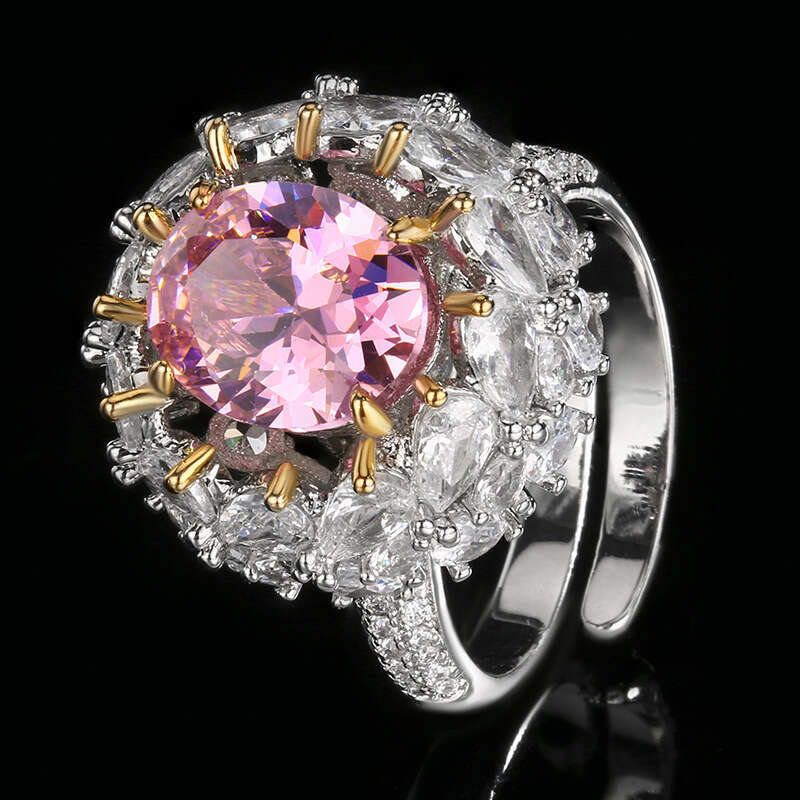 Huayoumei Jewelry Zircon Pink Yellow Diamond High-End Fashion Open Ring For Women Wholesale E3e