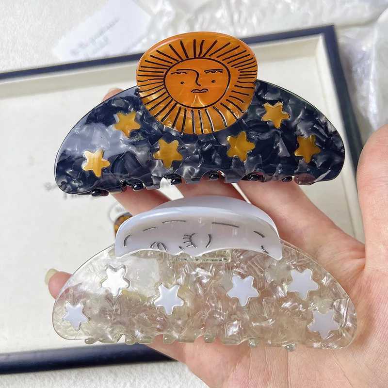 Creative Funny Acetate Sunflower Star Snail Hair Clip Claw For Women Medieval Sun Female Shark Hairpin Hair Accessories Tool Z250707