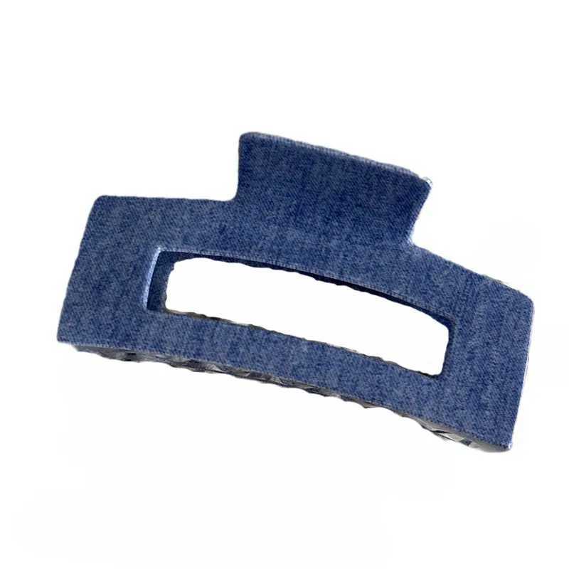 NEW Women Denim Blue Acetate Hair Claws Barrettes Hairpins Large Ponytail Hair Clips Girls Hair Accessories Shark Clip Hairgrip Y250707