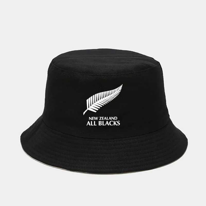 New Zealand All Blacks Printed Bucket Hat Breathable Sun Hat Outdoor Vacation Travel Foldable Fisherman Cap For Men Women Summer Y250707