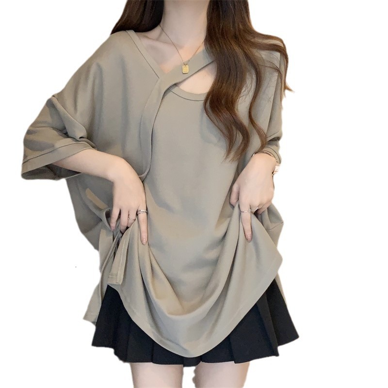 2025 Summer new women's T-shirt new loose fit plus size design sense niche women's top summer new designer T-shirt new designer short sleeve