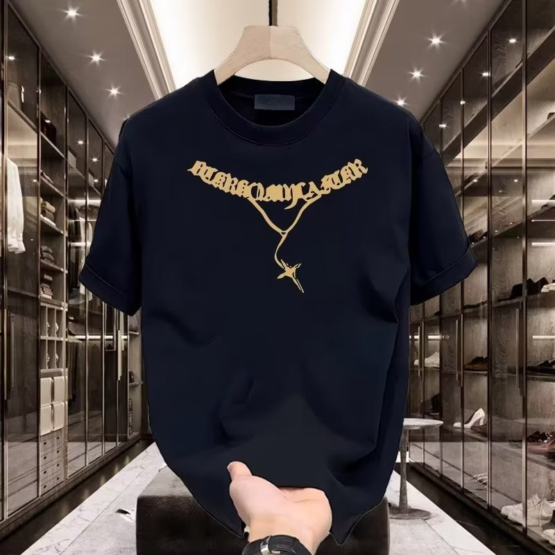 free shipping for man A highly anticipated pure cotton trendy brand printed men's short-sleeved T-shirt a trendy cool and stylish casual T-shirt