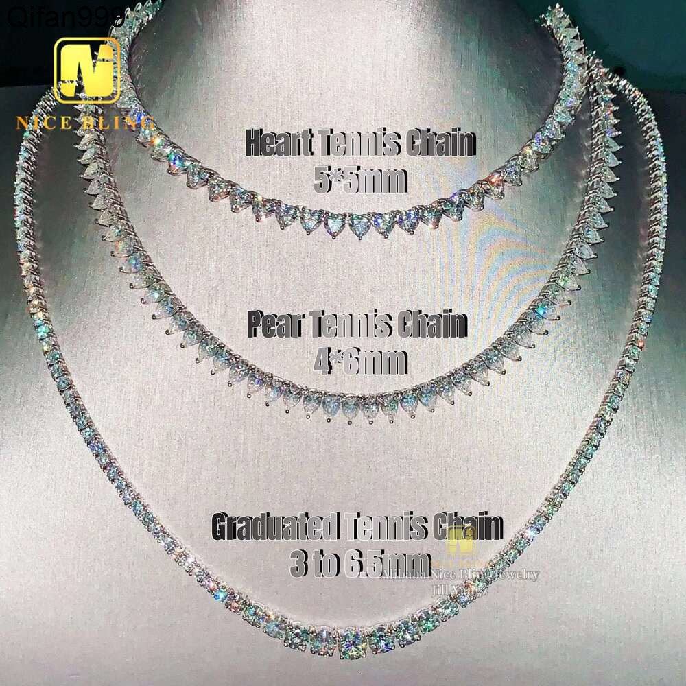 New Fancy Shaped Chain Collection Heart Pear Graduation Sier Pyroxene Tennis Necklace Girlfriend