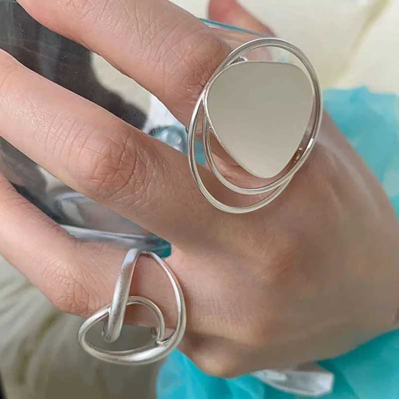 925 Sterling Silver Rings for Women Couple Minimalist Handmade Simple Big Circle Ring Fine Jewelry Gift Prevent Allergies XJ250707