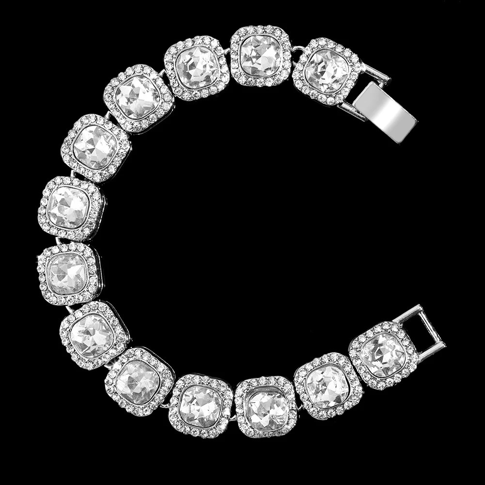 Hip Hop Iced Out Chain Women Men Cuban Bracelet HighQuality Full A Rhinestones Miami Link Bracelets Jewelry 250707