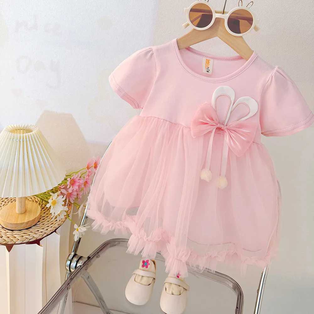 Short Sleeve Baby Dress Summer Cute Rabbit Casual Dresses Sweet and Cute Kids Clothes for 0-2 Years Baby Girl Wear R250707