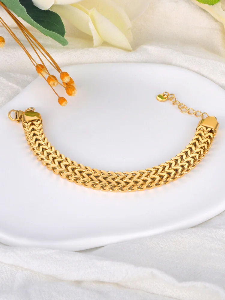 Locker Real Gold Plated Stainless Steel Cuban Link Chain Bracelet Bangle For Women Men Punk Statement Jewelry B23052 250707