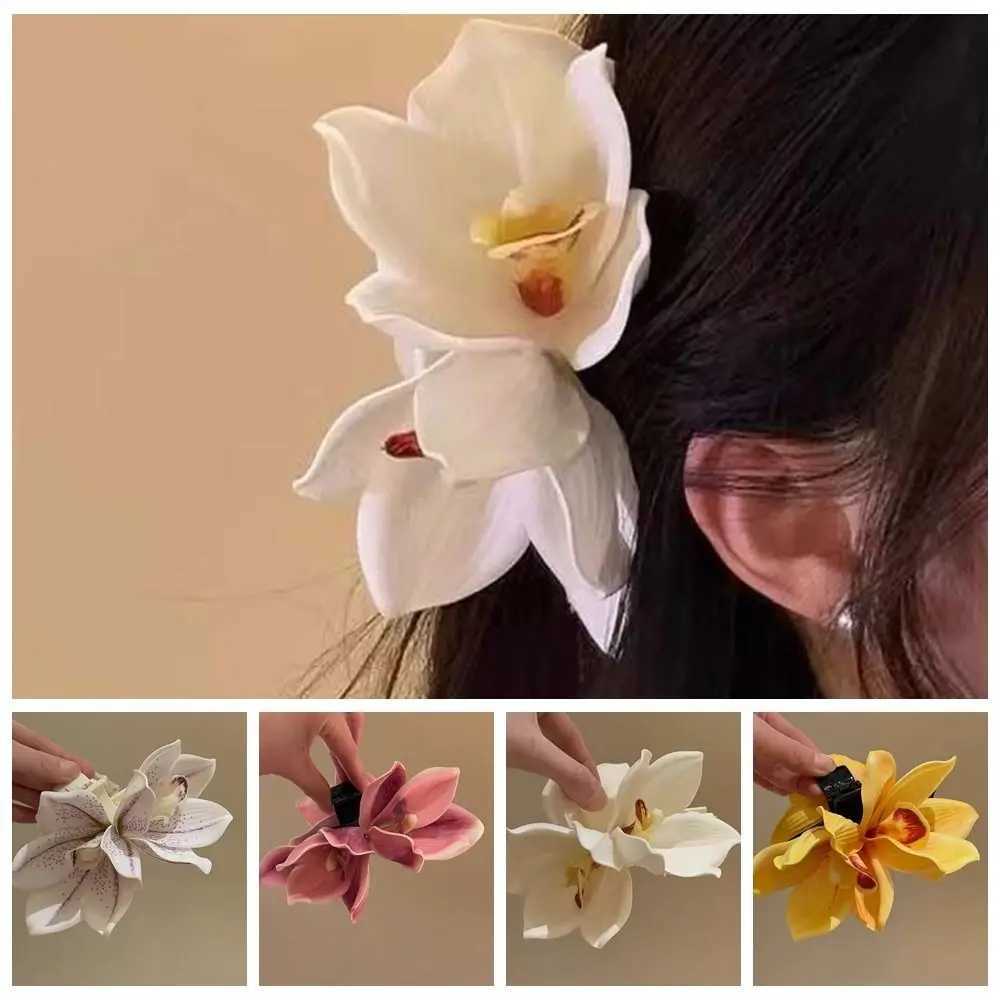 100% Cotton Linen Cotton Linen Cotton Flower Hair Claw Acrylic Fabric Women Hair Accessories Daily Y250707