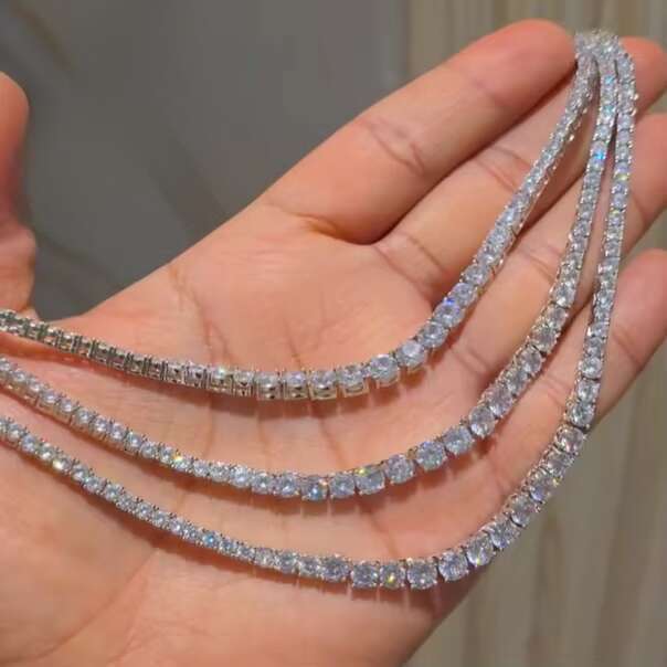 New Arrival 3mm Sier Necklace Iced Out Jewelry Moissanite Dia Tennis Chain GRA Certified