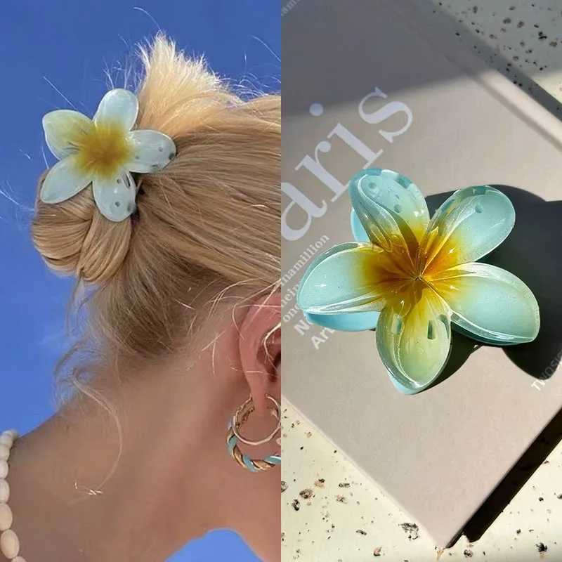 Fashion New Flower Hair Clips for Women Vacation Bohemia Egg Flower Shark Clips Barrettes Girls Large Hairpins Hair Accessories Y250707