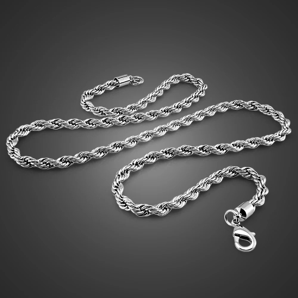 Classic 925 Sterling Silver Hand Woven Chain Necklace Female Punk Silver Choker Twists Chain Necklace Cool Jewelry For Men Women 250702