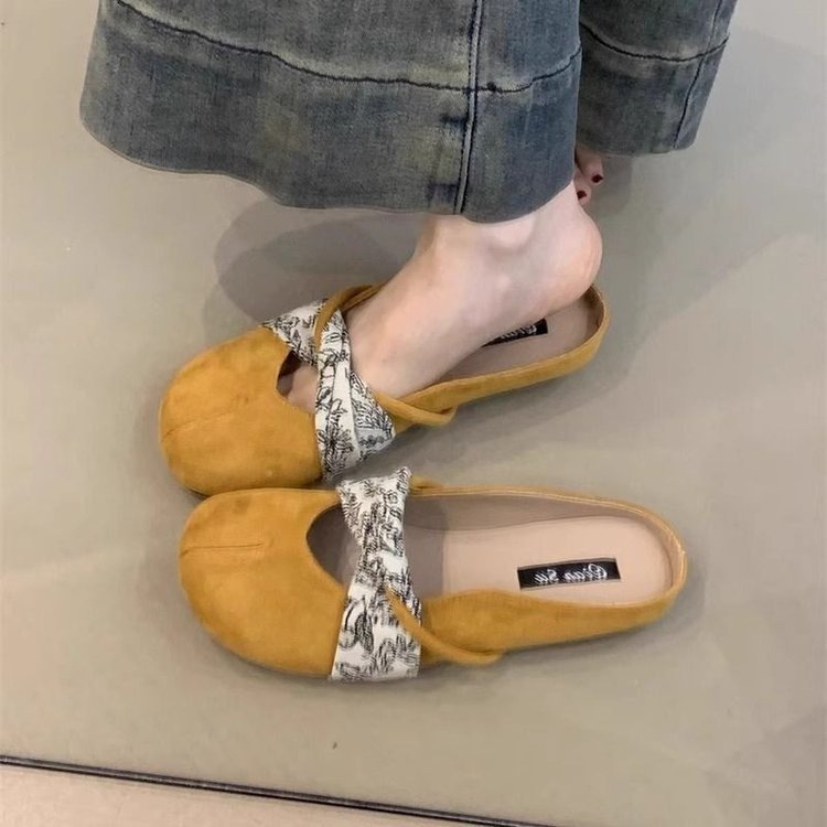 Forest Style Artistic Designer Half Slippers for Women 2025 Spring Summer Outdoor Slip-On Lazy Flat German Training Shoes