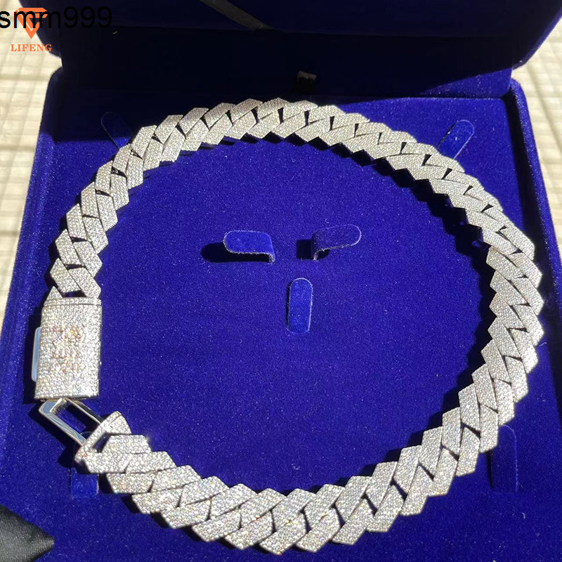 Lifeng Luxury 18mm Moissanite Cuban Chain Custom Jewelry for Hip Hop Fans Iced Out Diamond Cuban Necklace