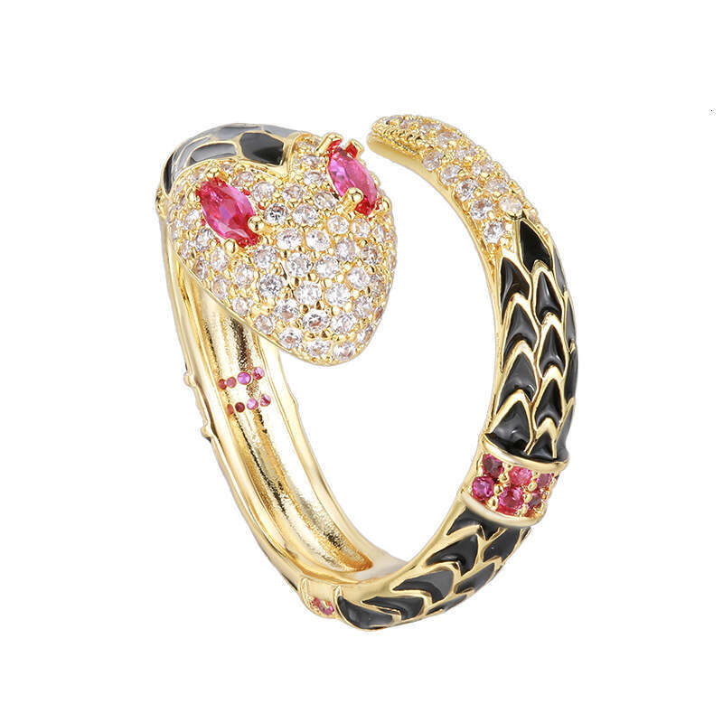 Huayoumei Jewelry Accessories Snake Style Light Luxury Fashion Women's Zircon Ring High-End Feel A09