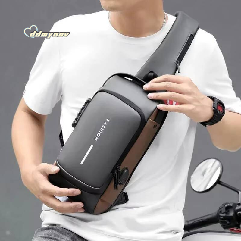 Men Anti Theft Chest Bag Shoulder USB Charging Crossbody Package School Short Trip Messengers Bags Mens Oxford Sling Pack ddmynov