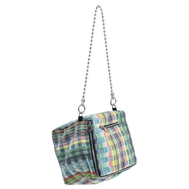 designer Summer New Colorful Plaid Dice Bag Handheld Large Capacity Checkered Contrast Linen Shoulder Underarm Bag