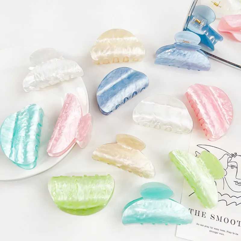 Korean Acrylic Hair Clip for Women Marble Texture Hair Claws Clips Trendy Girl Hairpin Korean Hair Accessories Y250707