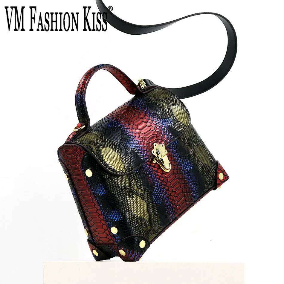Designer bag 99 VM FASHION KISS 3D Python Pattern Women's Microfiber Shoulder Designer Top Handbag Lock Crossbody Bag