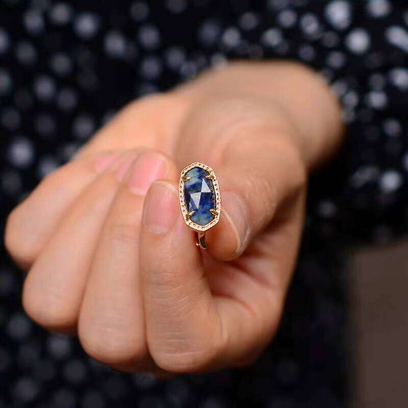 Lapis Lazuli Daily Style Adjustable Size Ring Women's Jewelry