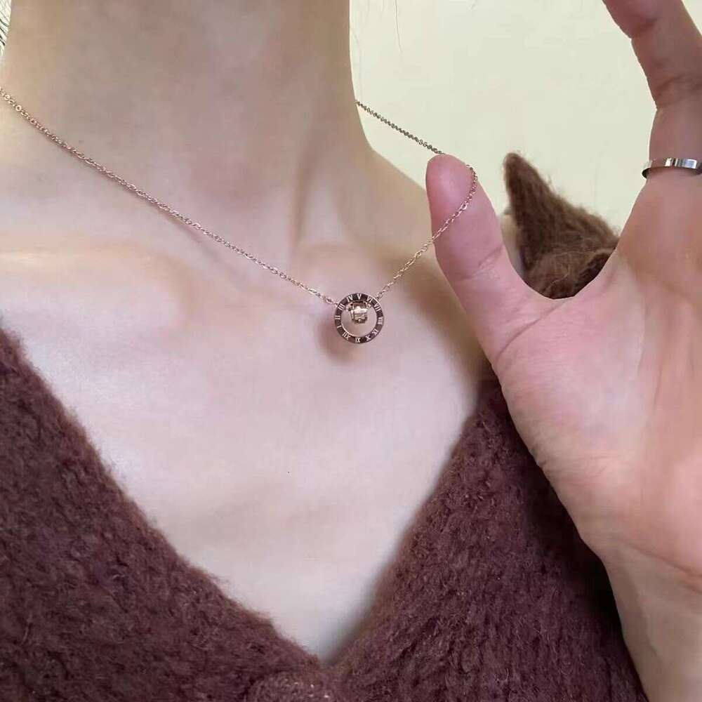 DHcollections Women New Model Roman Turntable Light Niche Clavicle High-end Sense Neck Chain Titanium Steel Necklace