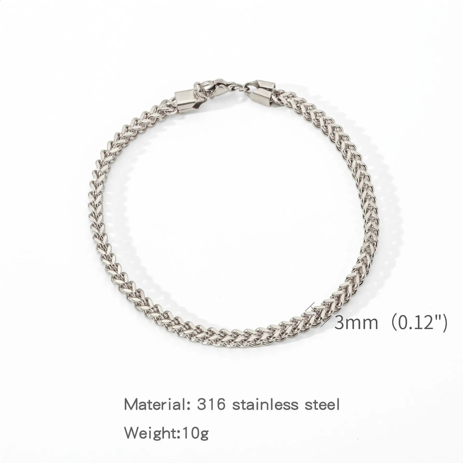 3mm Stainless Steel Geometric Square Cuban Bracelet Simple Men Trendy Jewelry For Women Accessories 250707