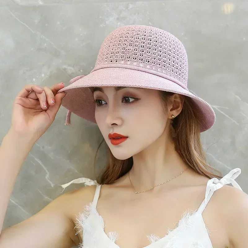 Hats for Women Summer Braided Beach Sun Hat Solid Color Sunshade Lady Visor 6cm Brim Sunhat Travel Vacation Accessories Y250707