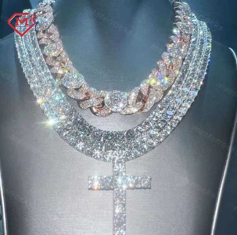 Pass Diamond Tester Tennis Chain Necklace 925 Sterling Silver Custom 3-6mm Moissanite Tennis Chain