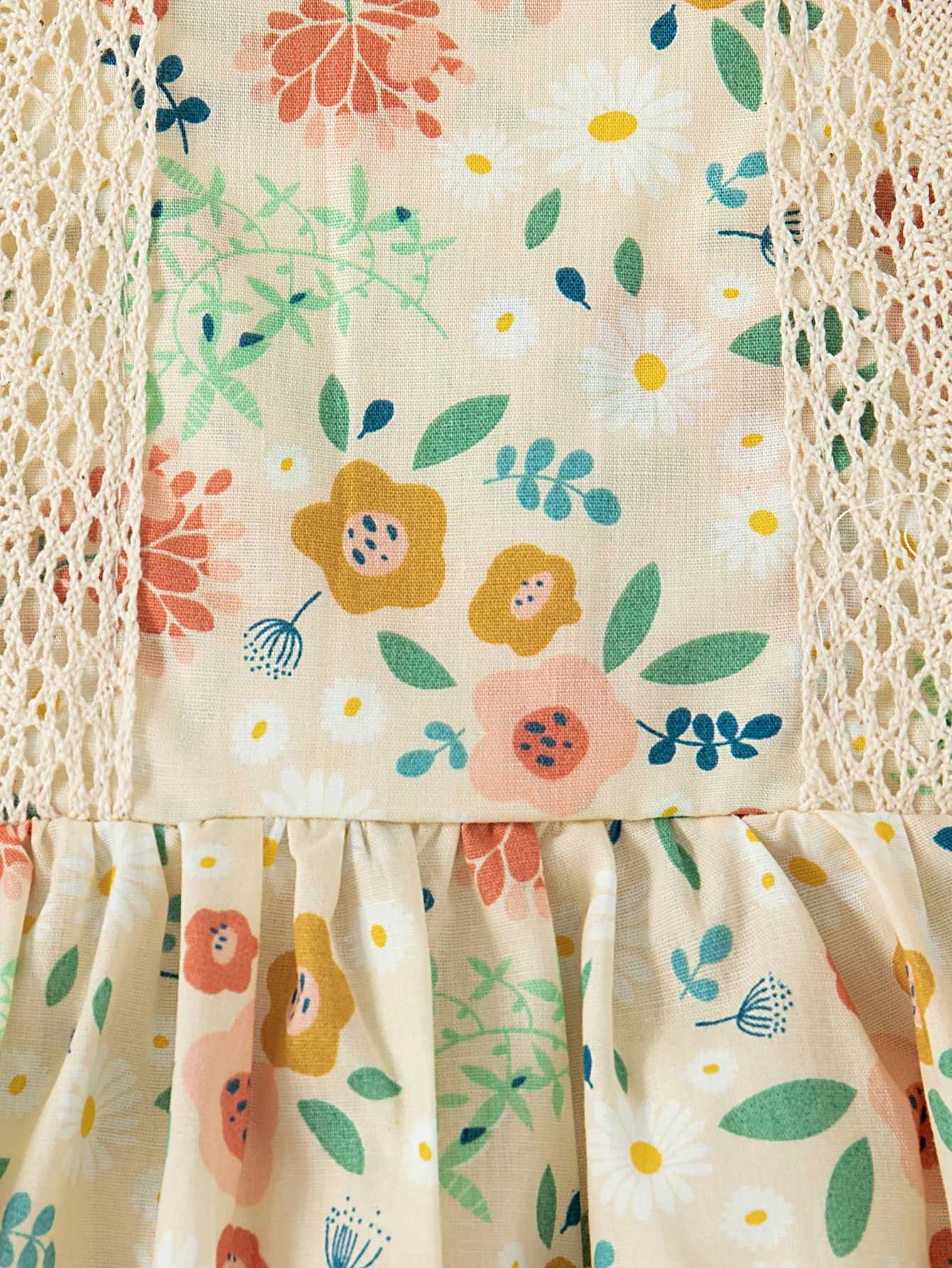 Summer Baby Girl Dress Full Of Floral Square Neckline Lace Suspender Princess Dress Childrens Dress R250707