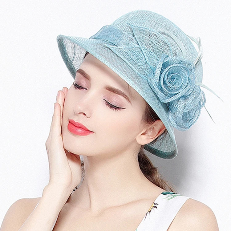 124 Lady Linen Top Hat Elegant and Lightweight Fascinators Hats Brim Fisherman Cowboy Handmade Flower Millinery 250707