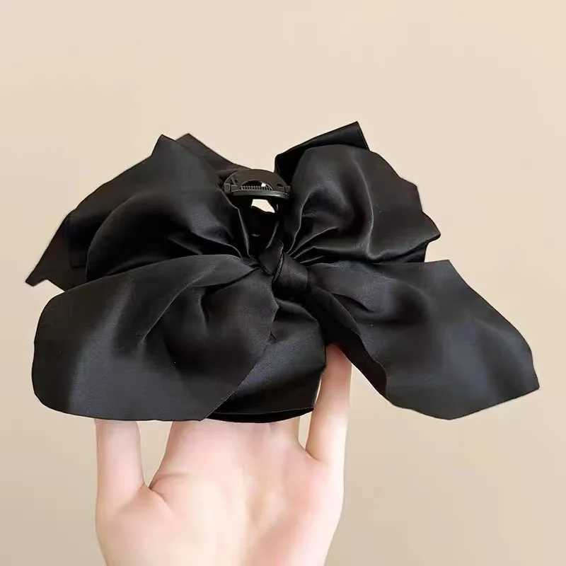 Simplicity black and white big bow hair clip for women elegant ponytail clip fashion girl Hair Clamp hair accessories Z250707