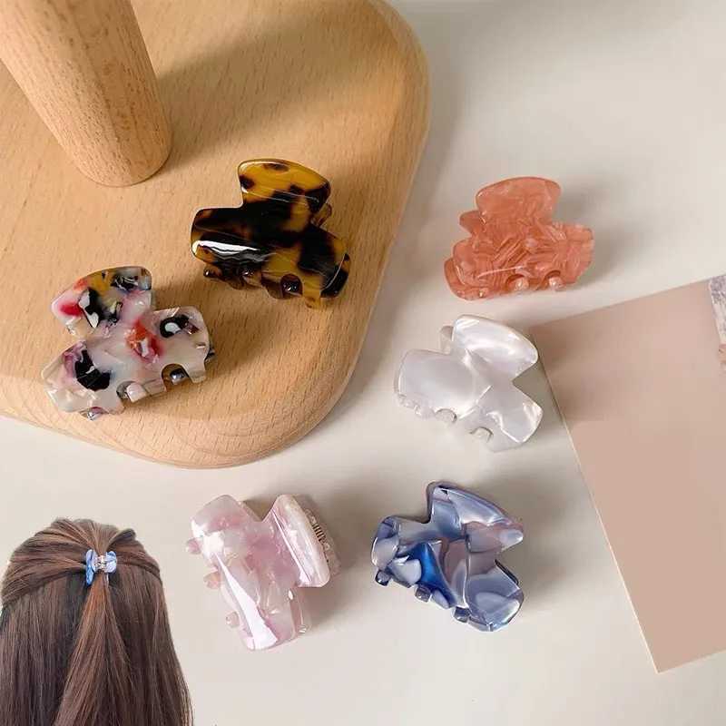 2024 NEW Small Acetate Hair Claw For Girls 3cm Simple Acrylic Claw Clip For Thin Hair Marble Printed Hair Clips Leopard Hair Accessories Y250707