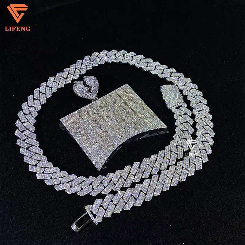 Wholesale 925 Sterling Silver Custom Name Vvs Moissanite Cuban Link Chain 12mm Gold Plated Cuban Necklace Miami Hiphop Jewelry
