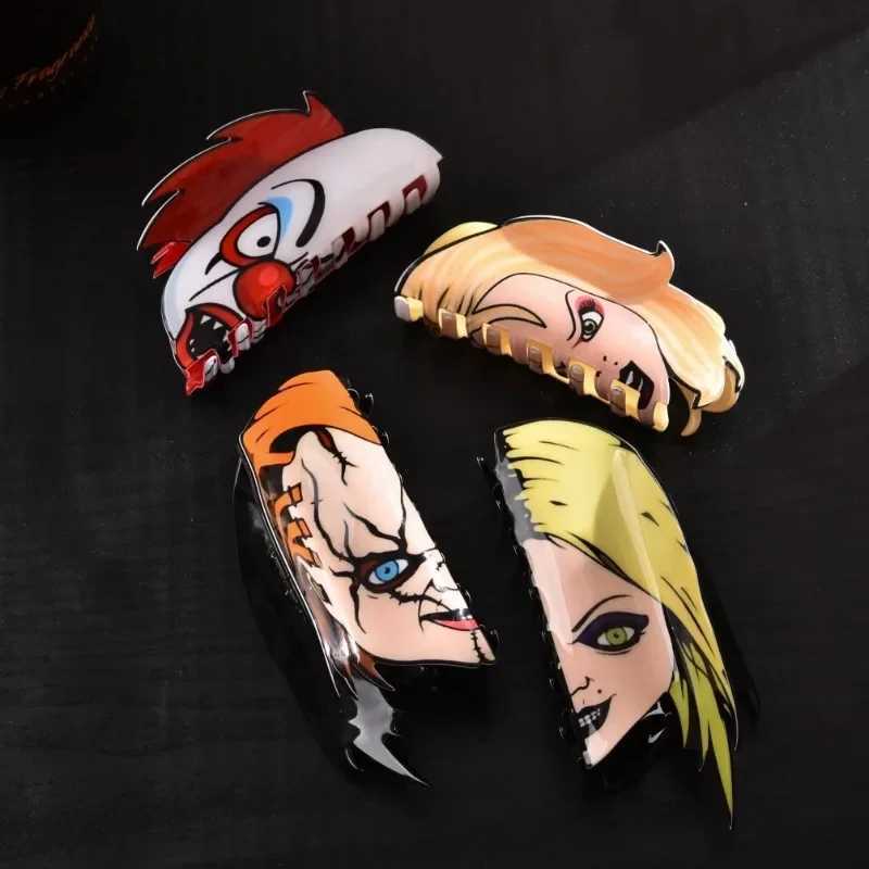 Halloween Horror Hair Clip Claw Acrylic Chucky Clip Creative Grimace Clown Crab Hair Clip Party Hair Accessories for Women Y250707