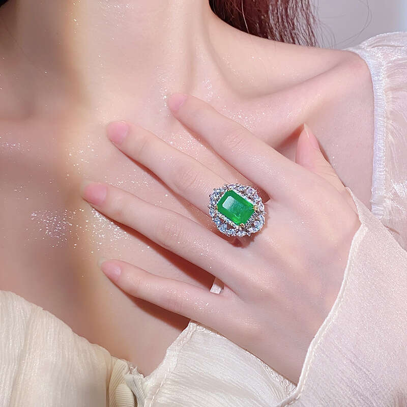 Jewelry Simulation Red Live New Fashion Pink Emerald Zircon Ring 1Dd