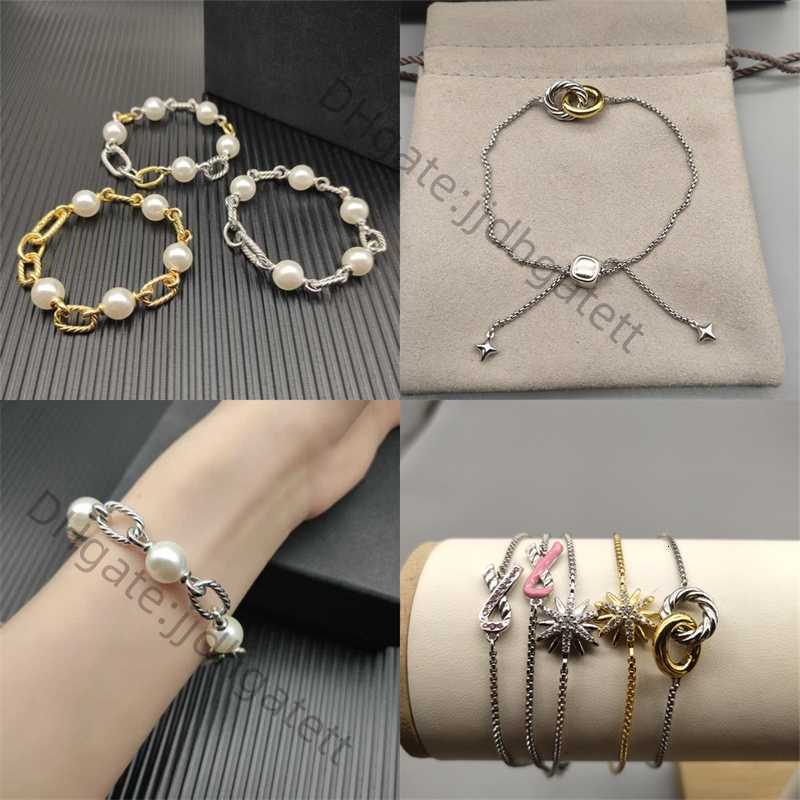 Designer Chain Bracelet Fashion Natural Pearl Stars Sky S925 Plated Diamond Bowknot Jewlery Designer for Women 18k Gold Buckle Loop Silver Wire Stretch Bracelets