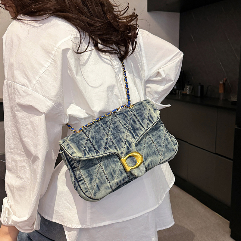 Designer High-End Denim Underarm for Women 2025 New Style Elegant Versatile Chain Fashion Shoulder Crossbody Light Luxury Women's Bag