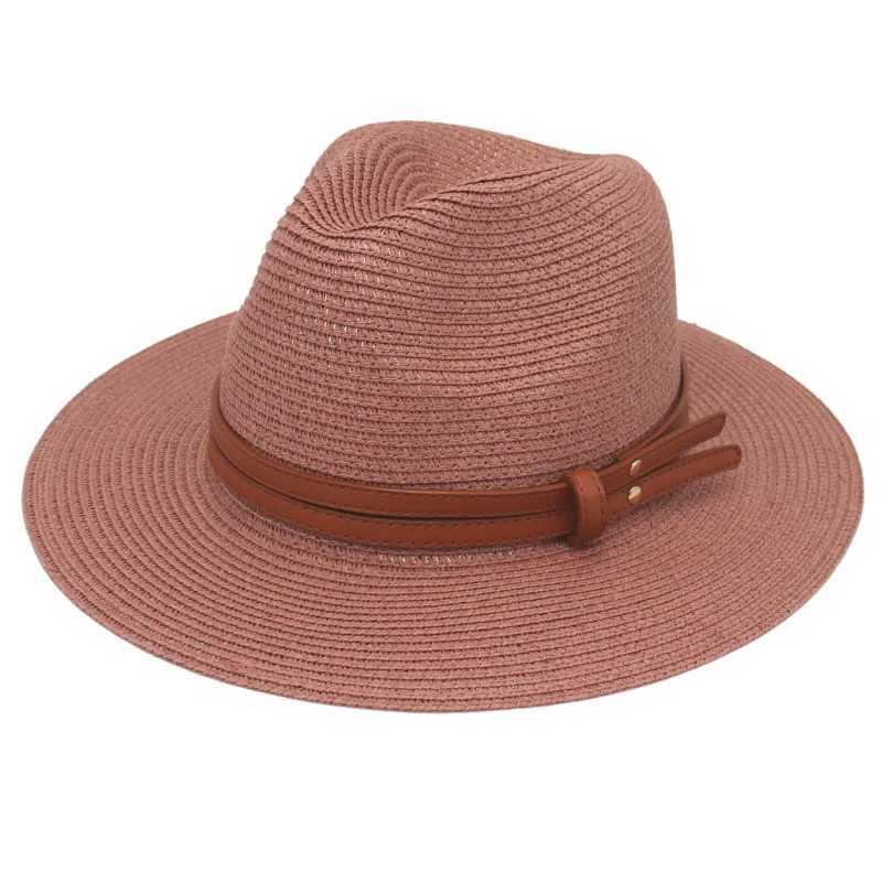 Summer Straw Sun Hat Panama Hats Grass Knitted Gift Hat Breathable Leisure Jazz Hat European American Style Straw Hat Beach Caps Y250707
